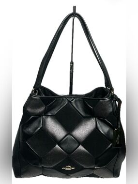 Coach Edie Black Quilted Patchwork w/ 3 types of Leather Shoulder Bag